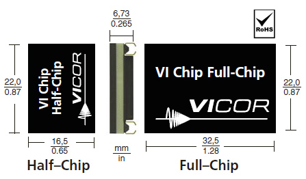 PRM modules come in both full- and half-chip packages Vicor PRM modules